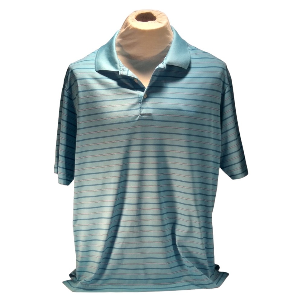 Adidas Climalite Men's Golf Polo Canyon Spring Short Sleeve Size XL Blue Striped
